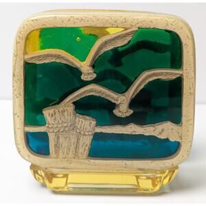 Vtg Design Gifts Lucite Letter Holder 1974 Seaside Seagulls 4.5" Nautical MCM